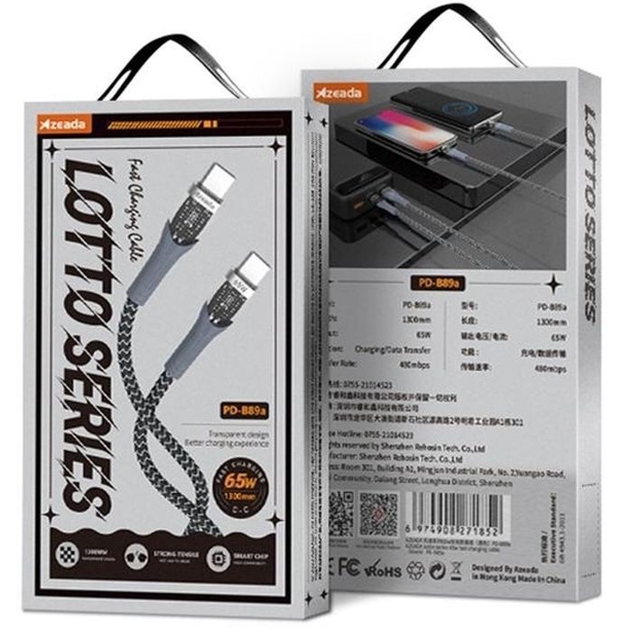 Дата кабель USB-C to USB-C 1.3m Lotto PD-B89CC Black Proda (PD-B89 (C-C)-BK) изображение 2