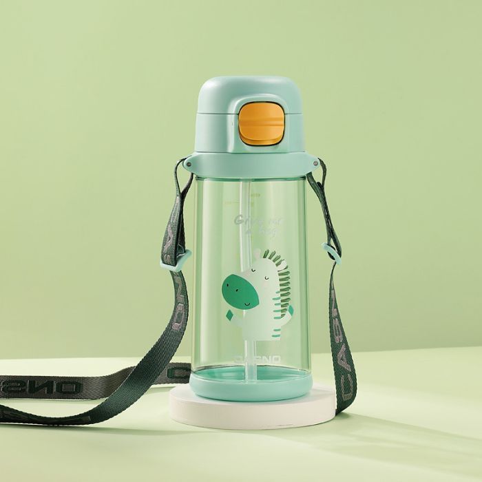 Пляшка для води Casno 690 мл KXN-1219 Помаранчева Гуси з соломинкою (KXN-1219_Orange) зображення 2