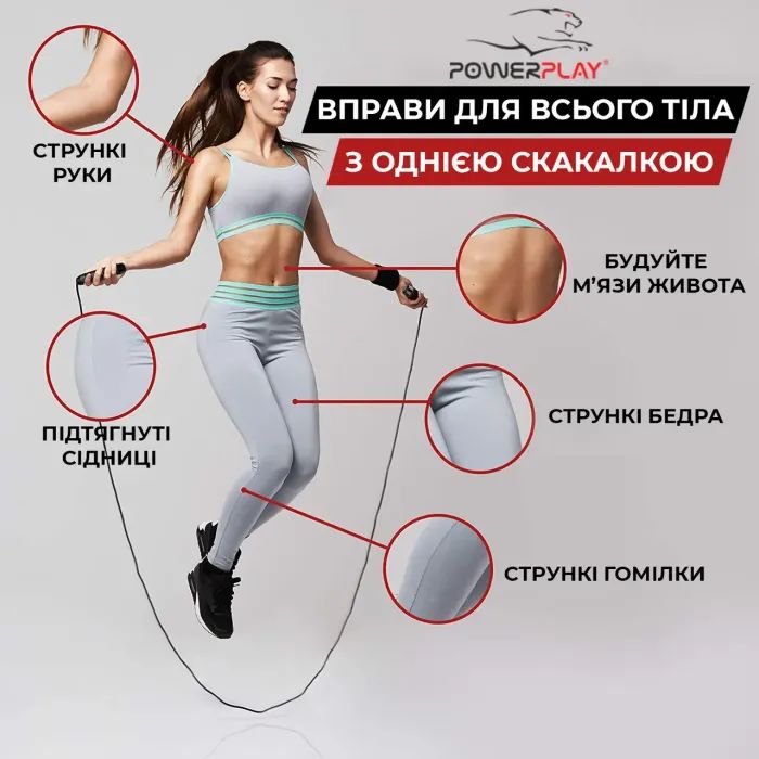 Скакалка PowerPlay 4206 Cіро-фіолетова (PP_4206_Grey/Violet) зображення 8