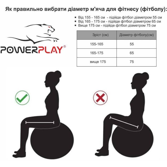 М'яч для фітнесу PowerPlay 4003 65см Зелений + помпа (PP_4003_65_Green) зображення 7