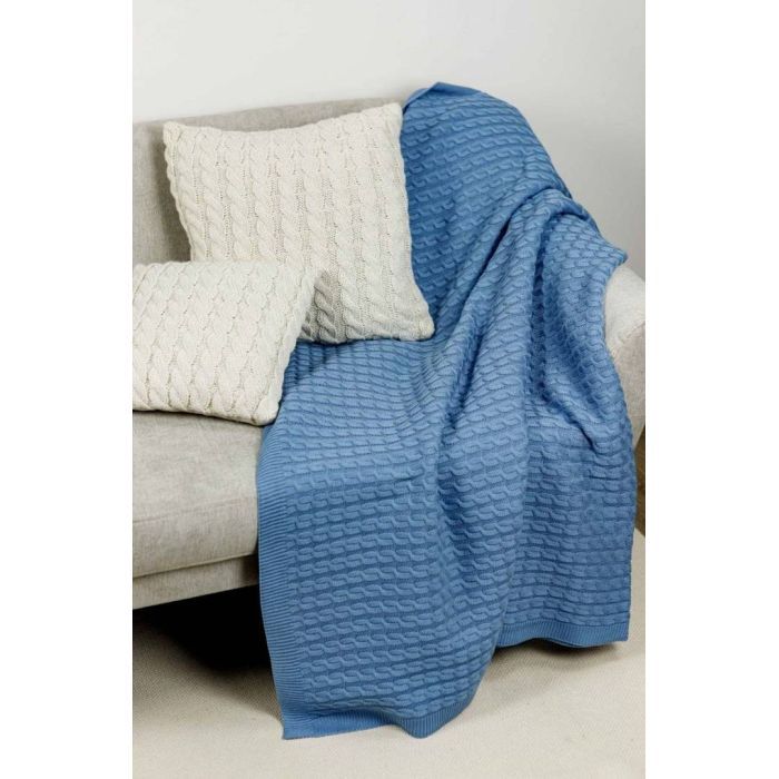 Плед Прованс вязаный Sweet Home Kosa васильковый 130х170 см (4823093444874) изображение 3