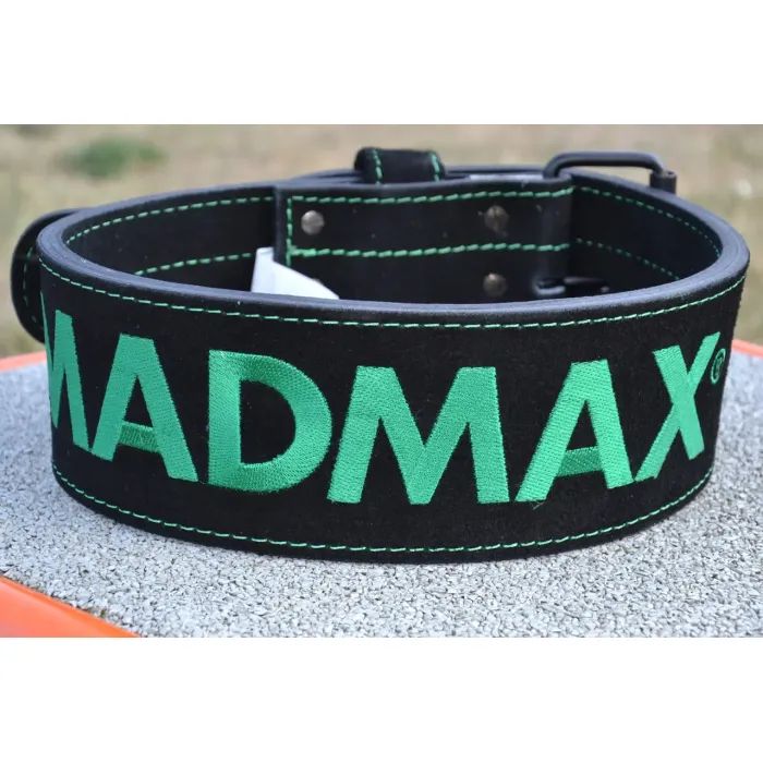 Атлетичний пояс MadMax MFB-301 Suede Single Prong шкіряний Black/Green L (MFB-301_L) зображення 3
