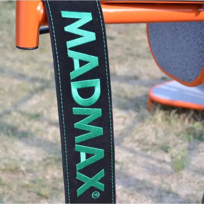 Атлетичний пояс MadMax MFB-301 Suede Single Prong шкіряний Black/Green L (MFB-301_L) зображення 5