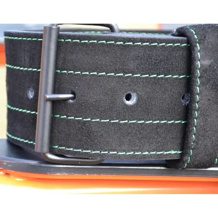 Атлетичний пояс MadMax MFB-301 Suede Single Prong шкіряний Black/Green L (MFB-301_L) зображення 7