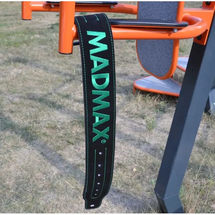 Атлетичний пояс MadMax MFB-301 Suede Single Prong шкіряний Black/Green L (MFB-301_L) зображення 8