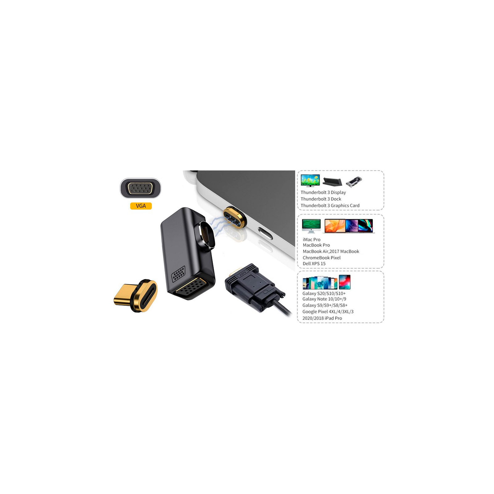 Перехідник USB-C to VGA 1080P60Hz PowerPlant (CA914289) зображення 2