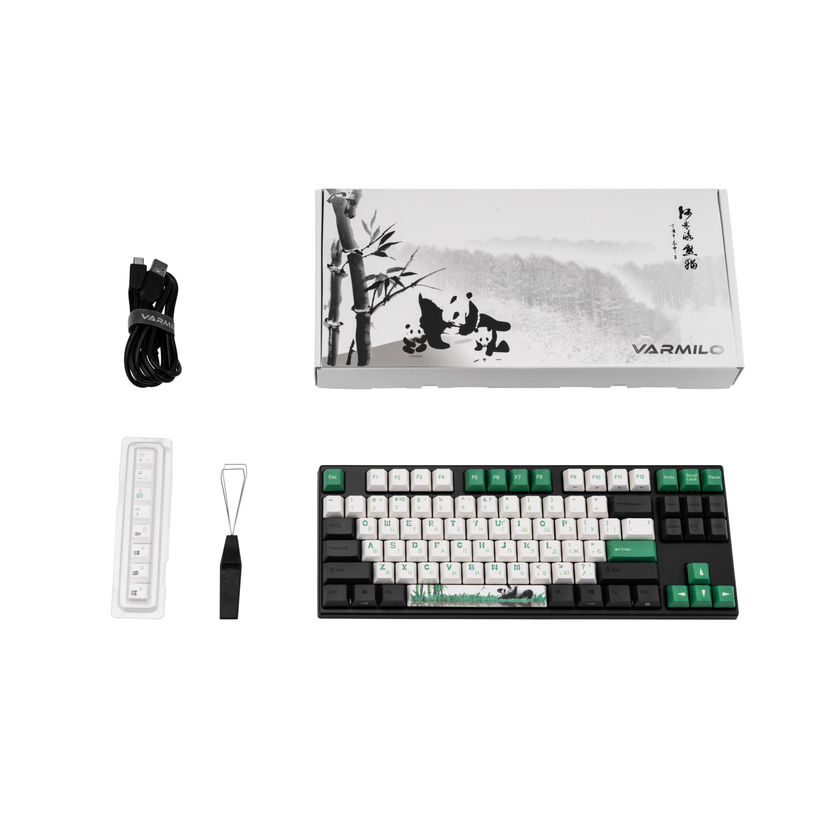 Клавиатура Varmilo VEM87 Panda R2 87Key EC V2 Rose USB UA White LED Green (A33A029B0A3A17A026) изображение 2