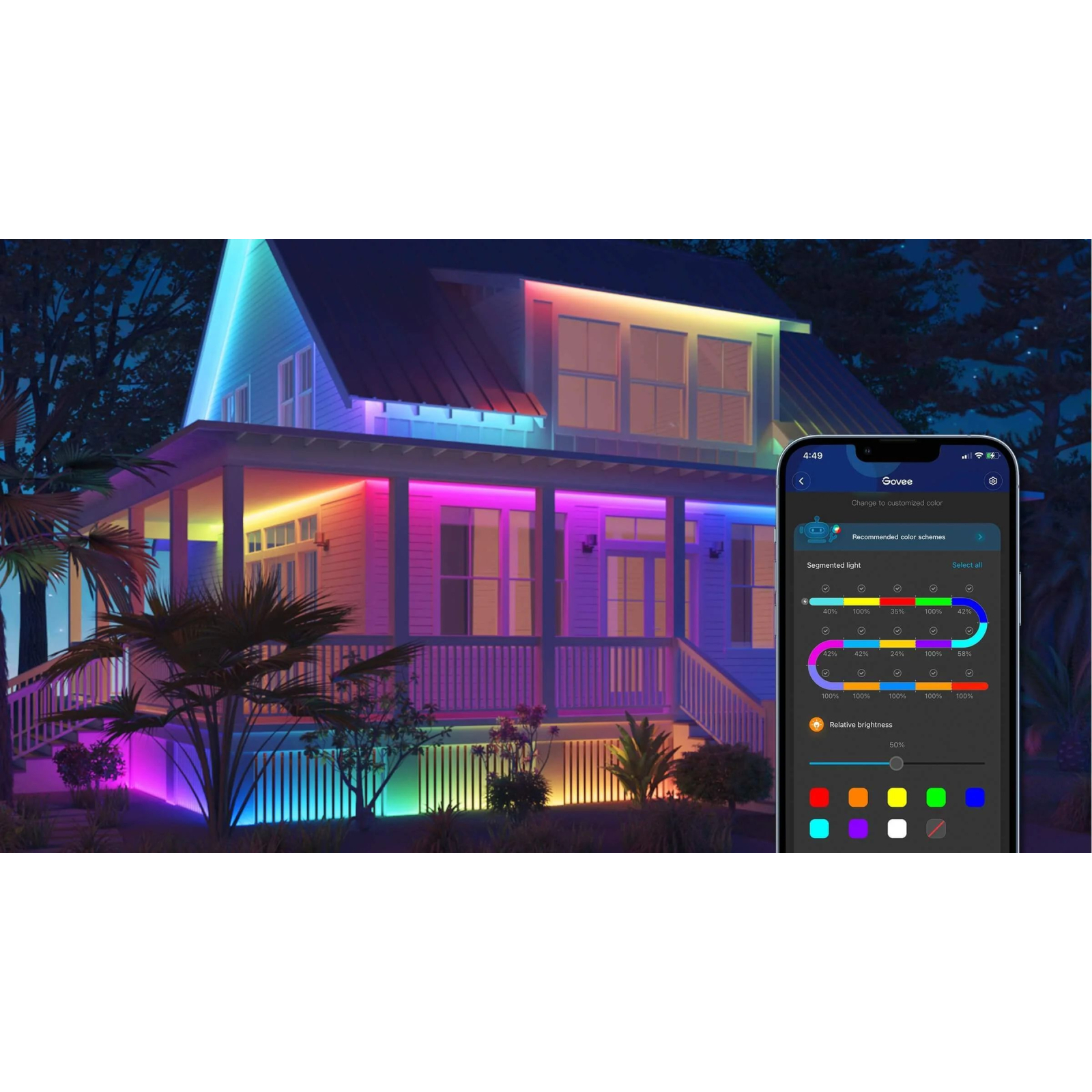 Світлодіодна стрічка Govee Phantasy Outdoor LED RGBIC Strip Lights 10м Білий (H61723D1) зображення 13