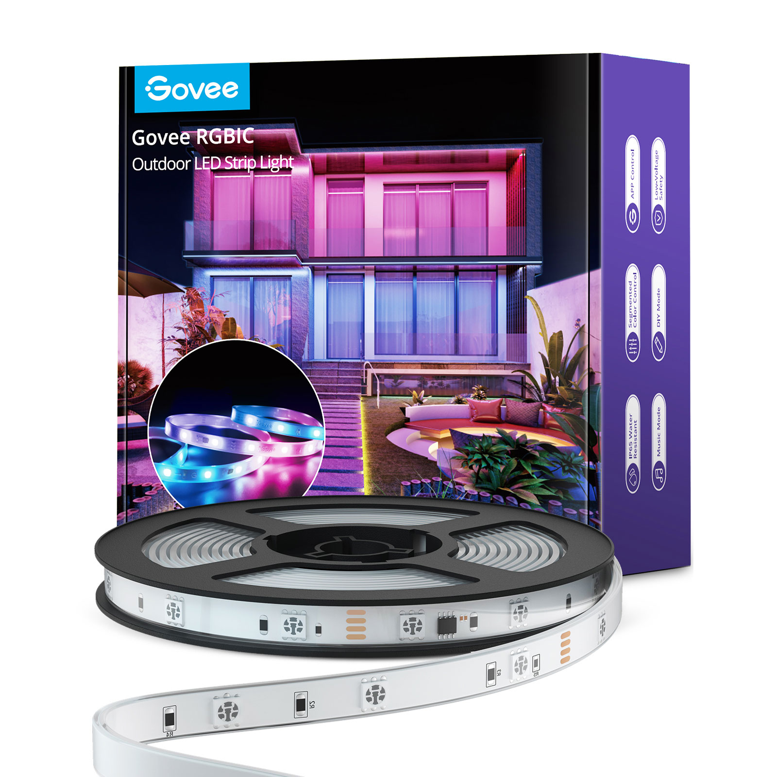 Світлодіодна стрічка Govee Phantasy Outdoor LED RGBIC Strip Lights 10м Білий (H61723D1) зображення 3