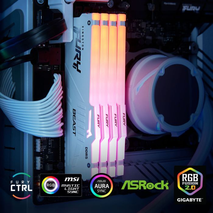 Модуль памяти для компьютера DDR5 32GB 6000 MHz Beast AM5 RGB White Kingston Fury (ex.HyperX) (KF560C36BWEA-32) изображение 4