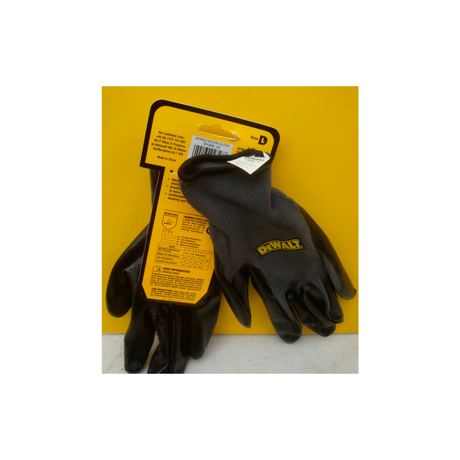Защитные перчатки DeWALT разм. L/9, нейлоновые с покрытием нитрилом (DPG66L) изображение 3