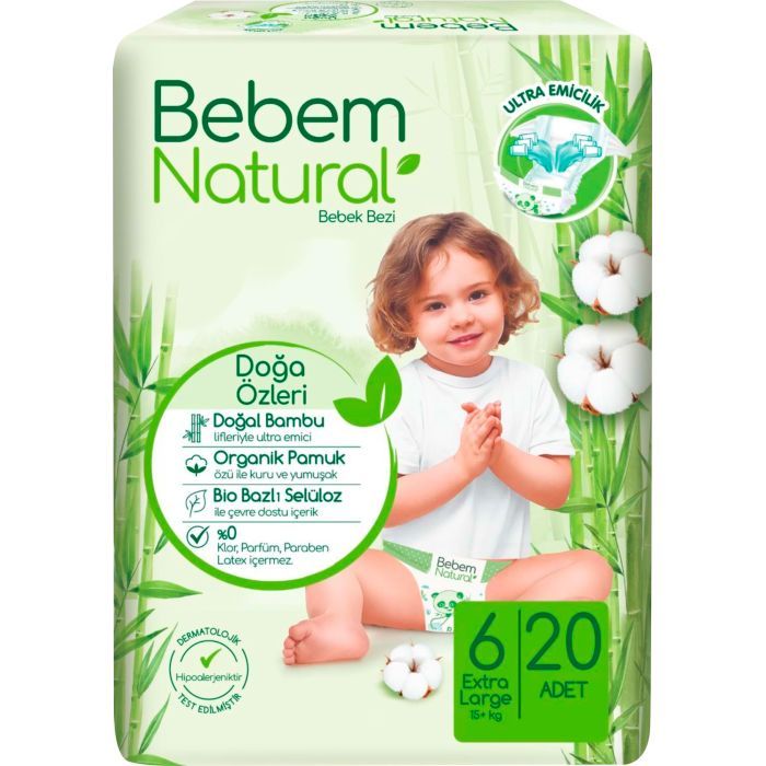 Подгузники Bebem Natural 6 Extra large 15+ кг 32 шт (8690536831982)