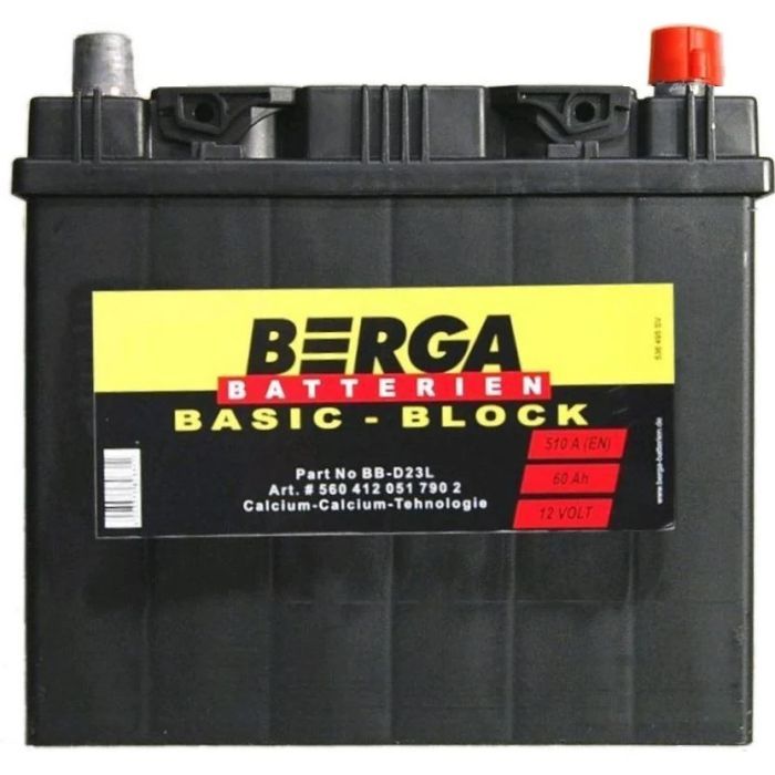 Аккумулятор автомобильный Berga Basicblock 60Ah ASIA Ев (-/+) (510EN) (5604120517902)