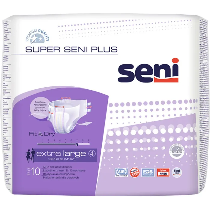 Подгузники для взрослых Seni Super Plus XX Large 160-210 см 10 шт (5900516803636)