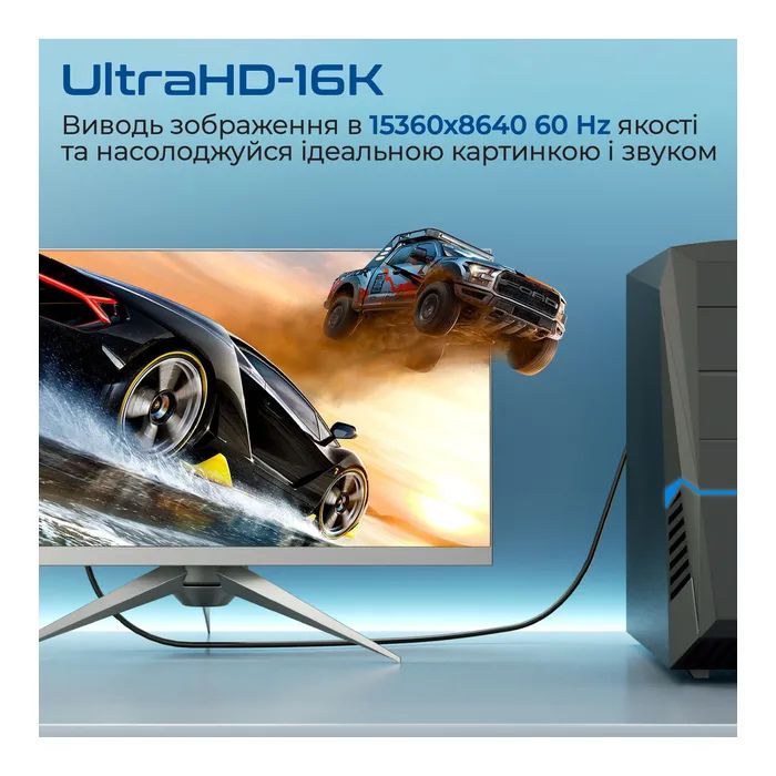 Кабель мультимедійний DisplayPort to DisplayPort v.2.0 dplink-16k.black Promate (dplink-16k.black) зображення 3