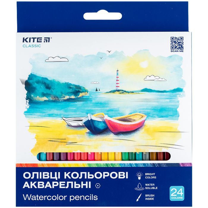 Карандаши цветные Kite Classic акварельні, 24 кольори (K-1050)