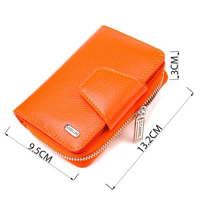 Портмоне Canpellini Из натуральной кожи флотар Оранжевое (21602) изображение 4