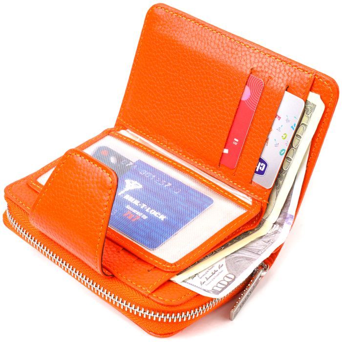 Портмоне Canpellini Из натуральной кожи флотар Оранжевое (21602) изображение 6