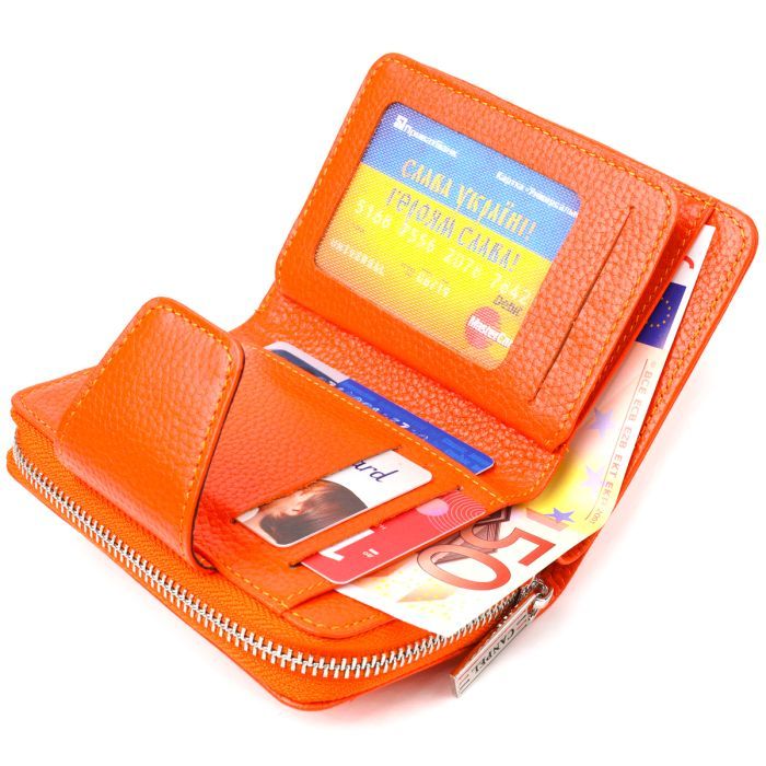 Портмоне Canpellini Из натуральной кожи флотар Оранжевое (21602) изображение 7