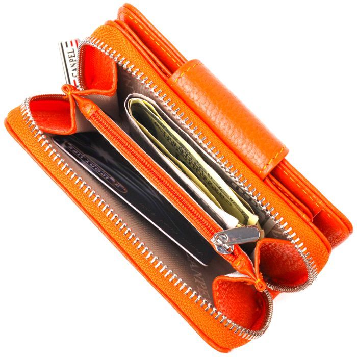 Портмоне Canpellini Из натуральной кожи флотар Оранжевое (21602) изображение 9