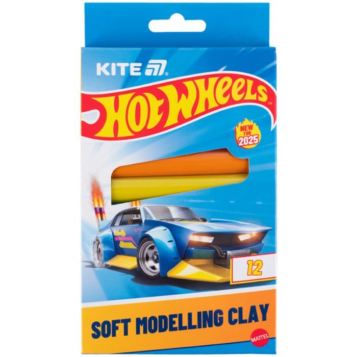 Пластилин Kite Hot Wheels восковий, 12 кольорів, 200 г (HW25-086-1)