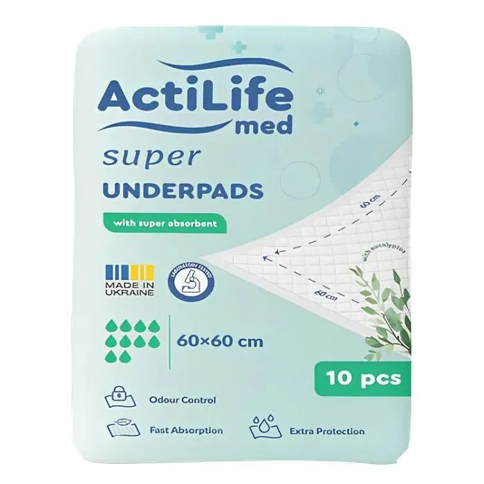 Пеленки для младенцев ActiLife Med Super 60 х 60, 10 шт (4820174981440)