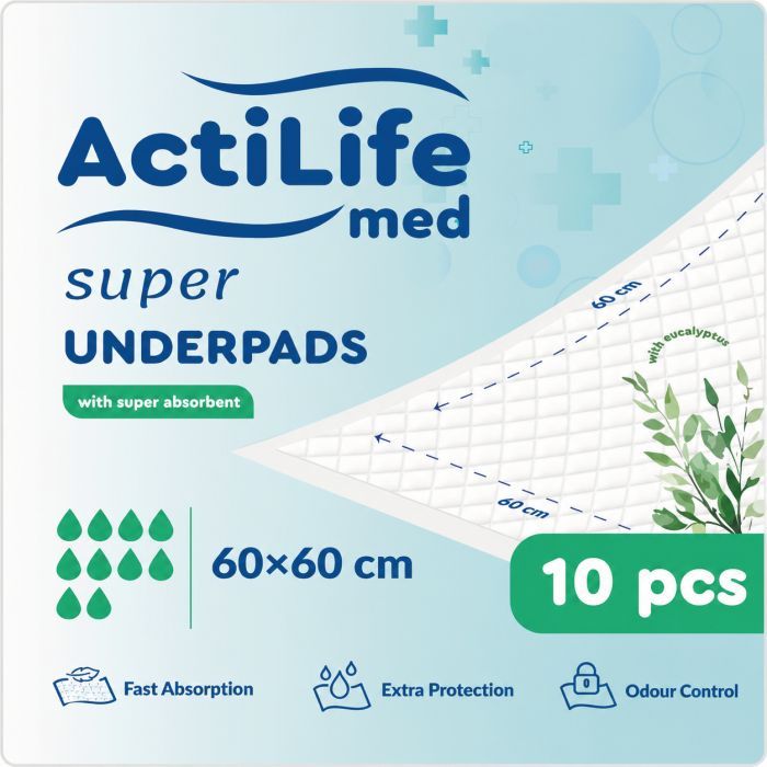 Пеленки для младенцев ActiLife Med Super 60 х 60, 10 шт (4820174981440)