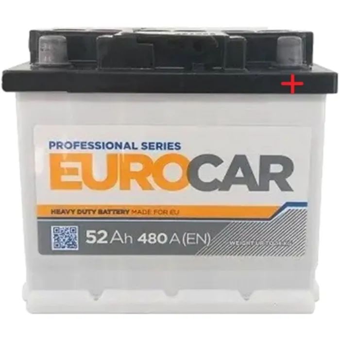 Аккумулятор автомобильный EUROCAR 6СТ-52АЗ (0) (-/+) (L3) 480А 12V (E)