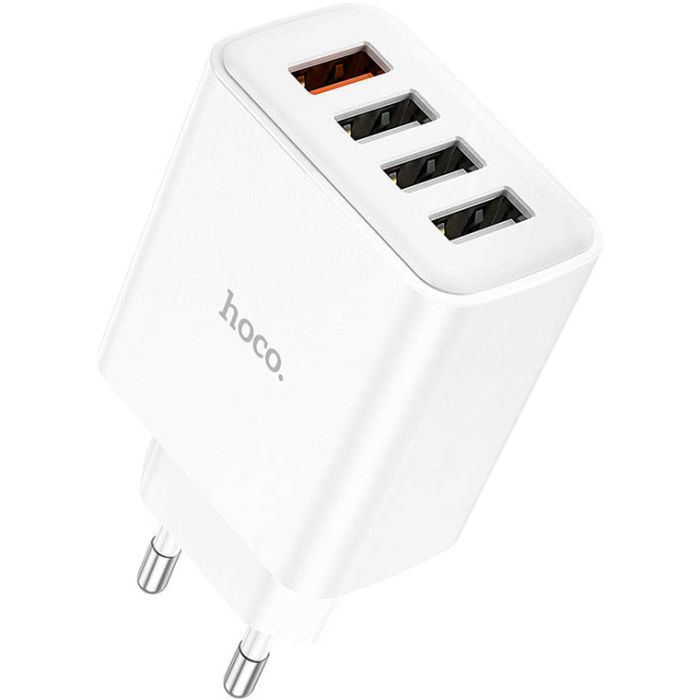 Зарядное устройство HOCO C102A Fuerza 1xUSB QC3.0 + 3-port USB 18W White (6931474777713) изображение 2
