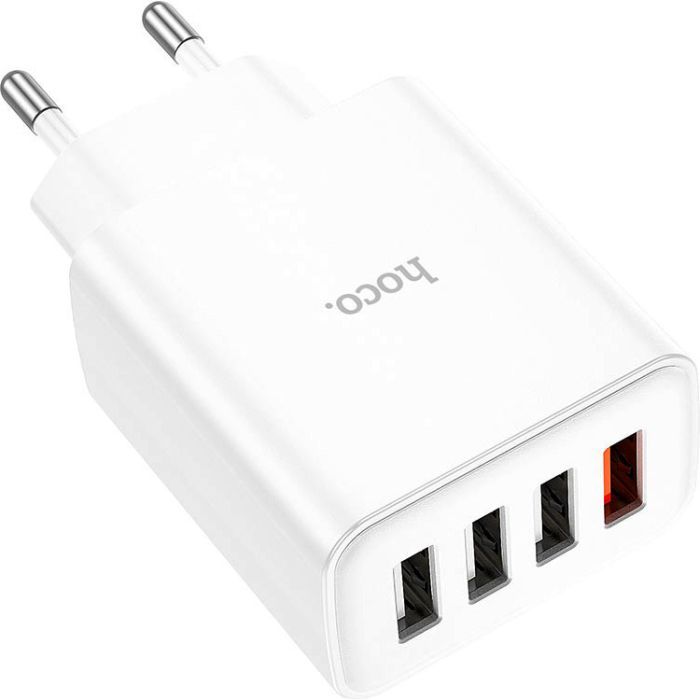 Зарядное устройство HOCO C102A Fuerza 1xUSB QC3.0 + 3-port USB 18W White (6931474777713) изображение 3