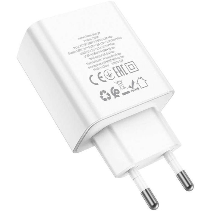 Зарядное устройство HOCO C102A Fuerza 1xUSB QC3.0 + 3-port USB 18W White (6931474777713) изображение 4