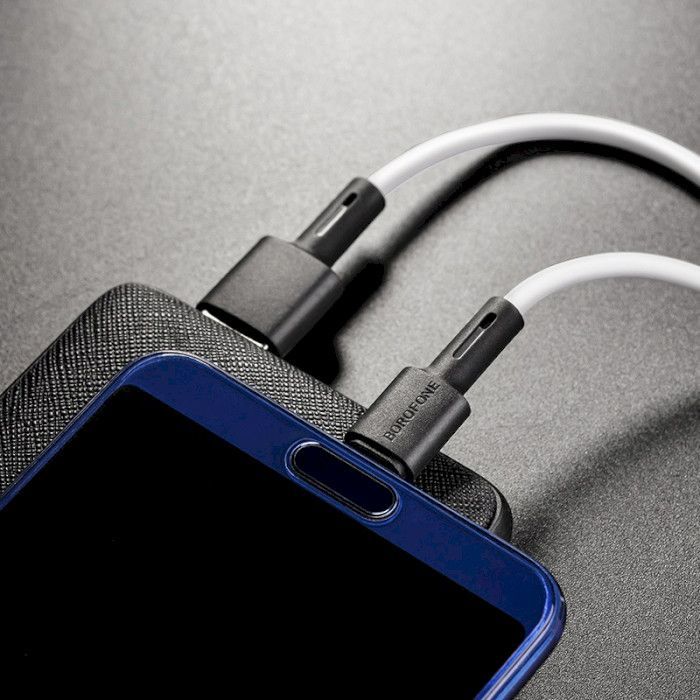 Дата кабель USB 2.0 AM to USB-C 1.0m 3A silicone BX31 black BOROFONE (6931474710390) изображение 5