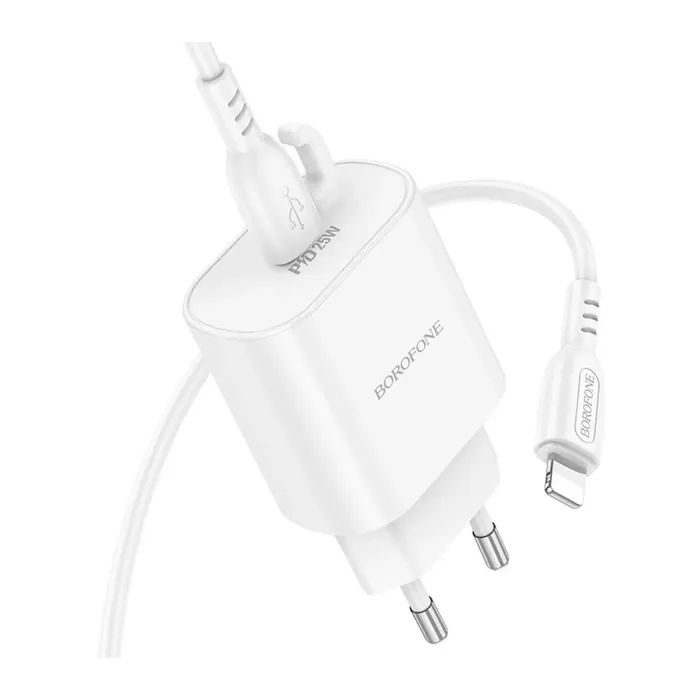 Зарядное устройство BOROFONE BA82A Platinum USB-C PD25W + cable USB-C to Lightning White (6941991112263) изображение 5