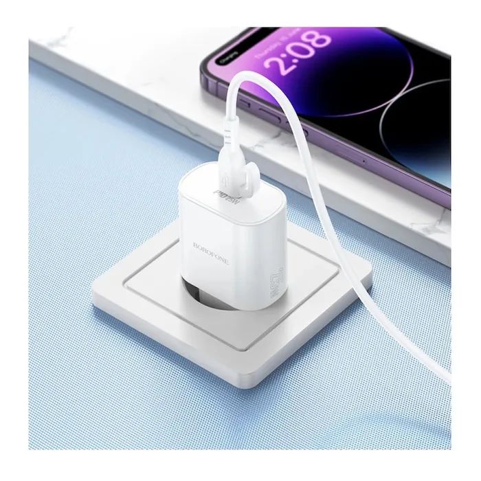 Зарядное устройство BOROFONE BA82A Platinum USB-C PD25W + cable USB-C to Lightning White (6941991112263) изображение 8