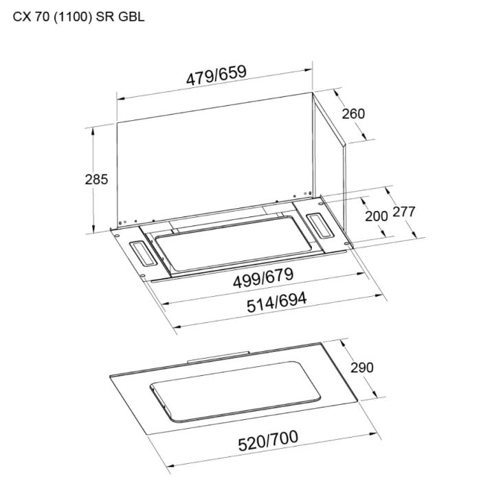 Вытяжка кухонная Pyramida CX 70 (1100) SR GBL изображение 8