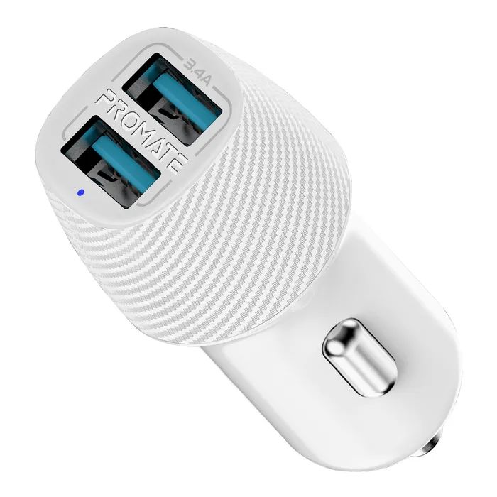 Зарядное устройство Promate voltrip-duo 2xUSB Car Charger 17W White (voltrip-duo.white)
