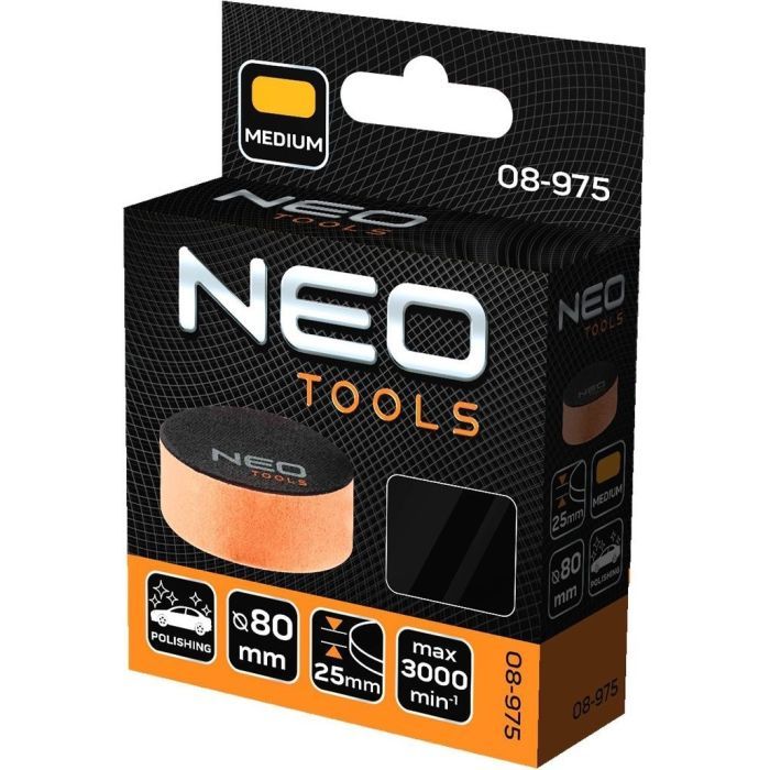 Круг зачистной Neo Tools полировальный, губка средняя, на липучке, 80x25мм (08-975) изображение 5