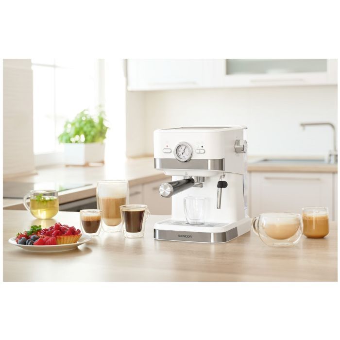 Рожковая кофеварка эспрессо Sencor SES 1720WH изображение 12