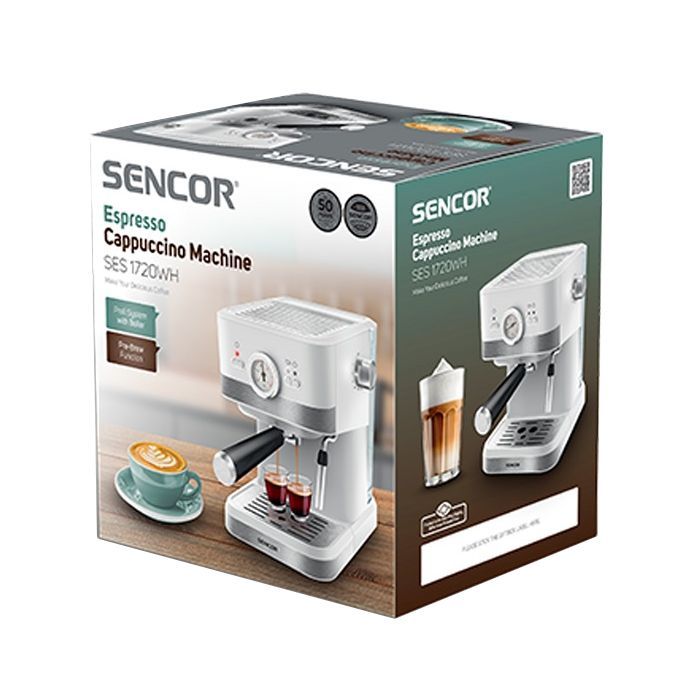 Рожковая кофеварка эспрессо Sencor SES 1720WH изображение 13