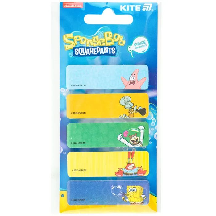 Стикер-закладка Kite бумажная с рисунком Sponge Bob, 100 шт, 5х15х50 мм, прямоугольная (SB25-480) изображение 2
