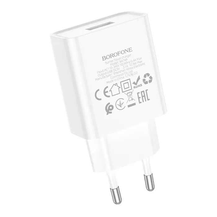 Зарядний пристрій BOROFONE BA74A USB 10.5W white (6974443388640) зображення 2