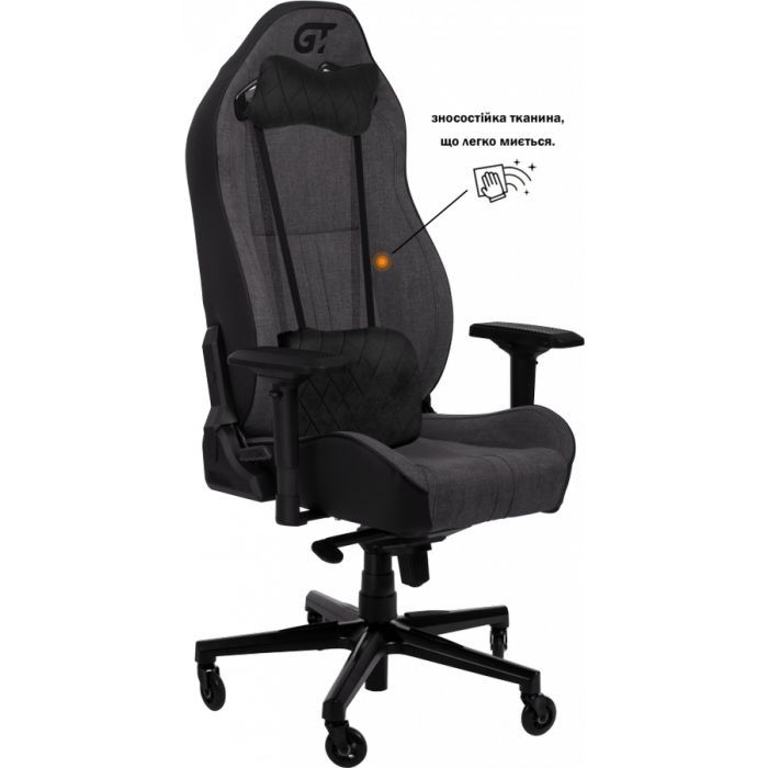 Кресло игровое GT Racer X-8009 Dark Gray/Black (X-8009 Fabric Dark Gray/Black) изображение 2