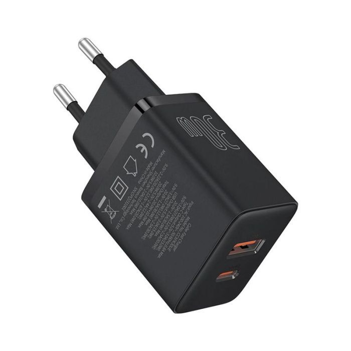 Зарядний пристрій Baseus 1xUSB-C 30W + 1xUSB black (P10111404113-00) зображення 5