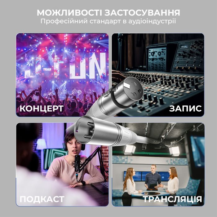 Мікрофонний кабель Fifine XLR Male to Female White 1.8 м (L9CW) зображення 8