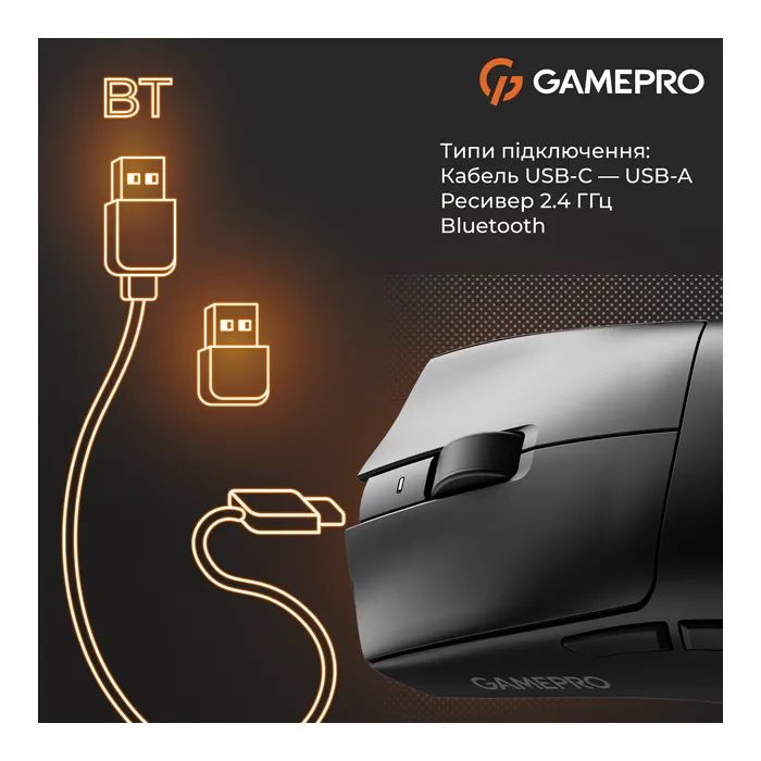 Мишка GamePro Genesis Wizard Wireless/Bluetooth/USB Black (GM160B) зображення 10