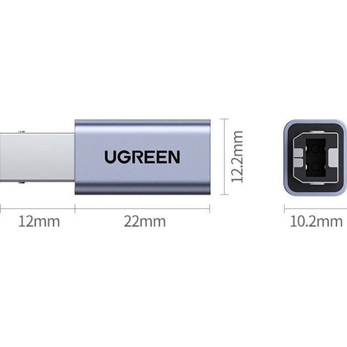 Переходник USB-C F to USB 2.0 BM US382 gray UGREEN (20120) изображение 3