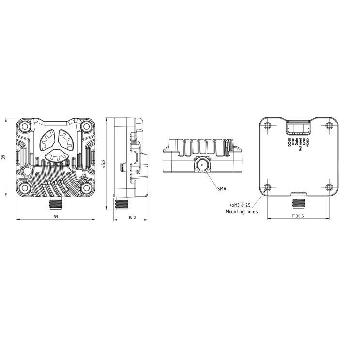 Видеопередатчик (VTX) DEC1 D1 2.5W 5.8GHz L,X,S Band 64CH SMA (000008788) изображение 8