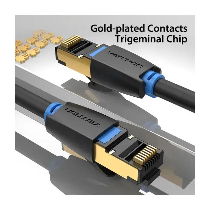 Патч-корд 10м, S/FTP cat 8 RJ-45 black Vention (IKABL) зображення 5