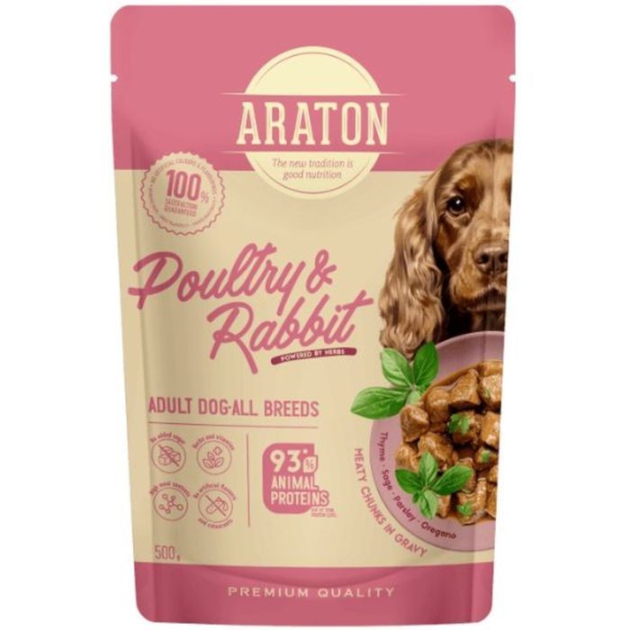 Влажный корм для собак ARATON Adult with Poultry and Rabbit 500 г (ART47955)