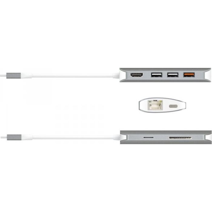 Порт-реплікатор J5create Dock-Station USB-C 9-in-1 (хаб/HDMI/PD/картридер) (JCD383-N) зображення 3